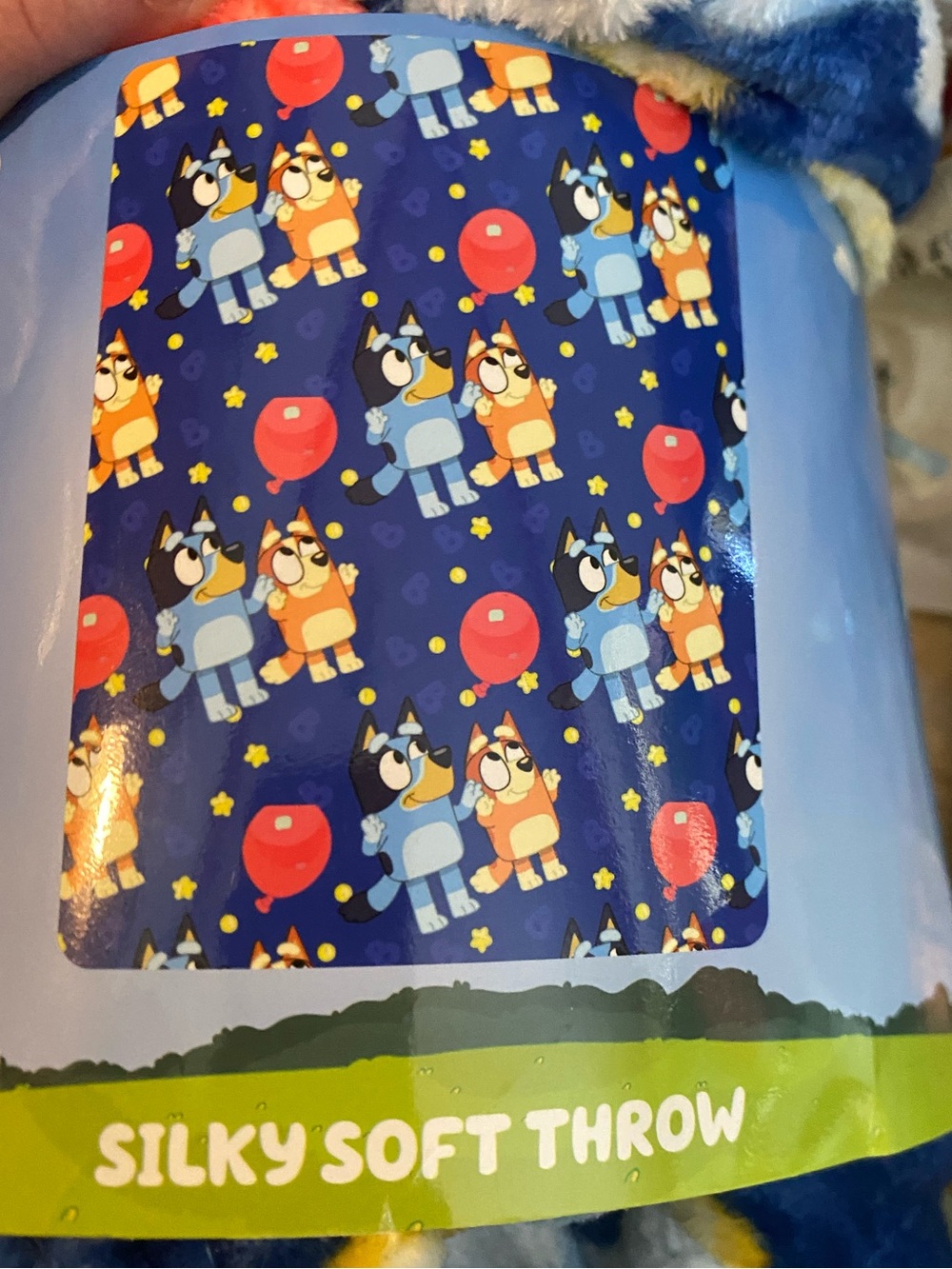 Kohl's Bluey Balloon Pattern Silky Soft Plush Throw with Bingo
